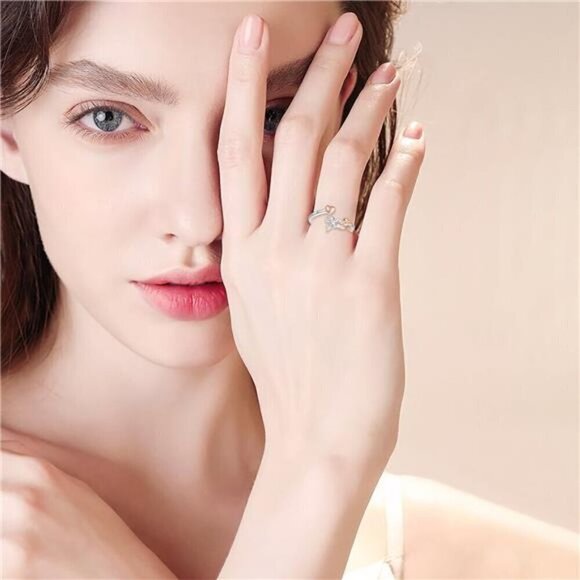 Frog Ring Sterling Silver Animal Jewelry Gift for Women 2 Pieces - Picture 5 of 7